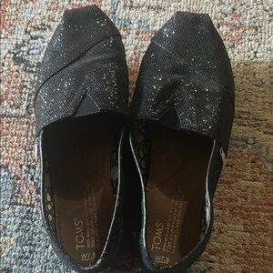 TOMS Black Glitter Shoes